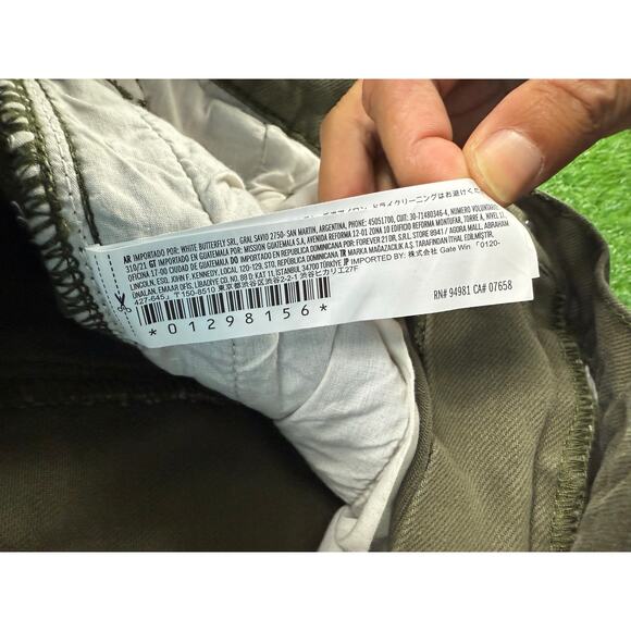 Forever 21 Mens 31 Slim Wallet Chain Cargo Pants Olive Twill Streetwear Casual - Picture 5 of 12